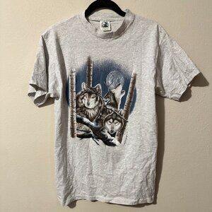 Wolf graphic design grey short sleeve tshirt